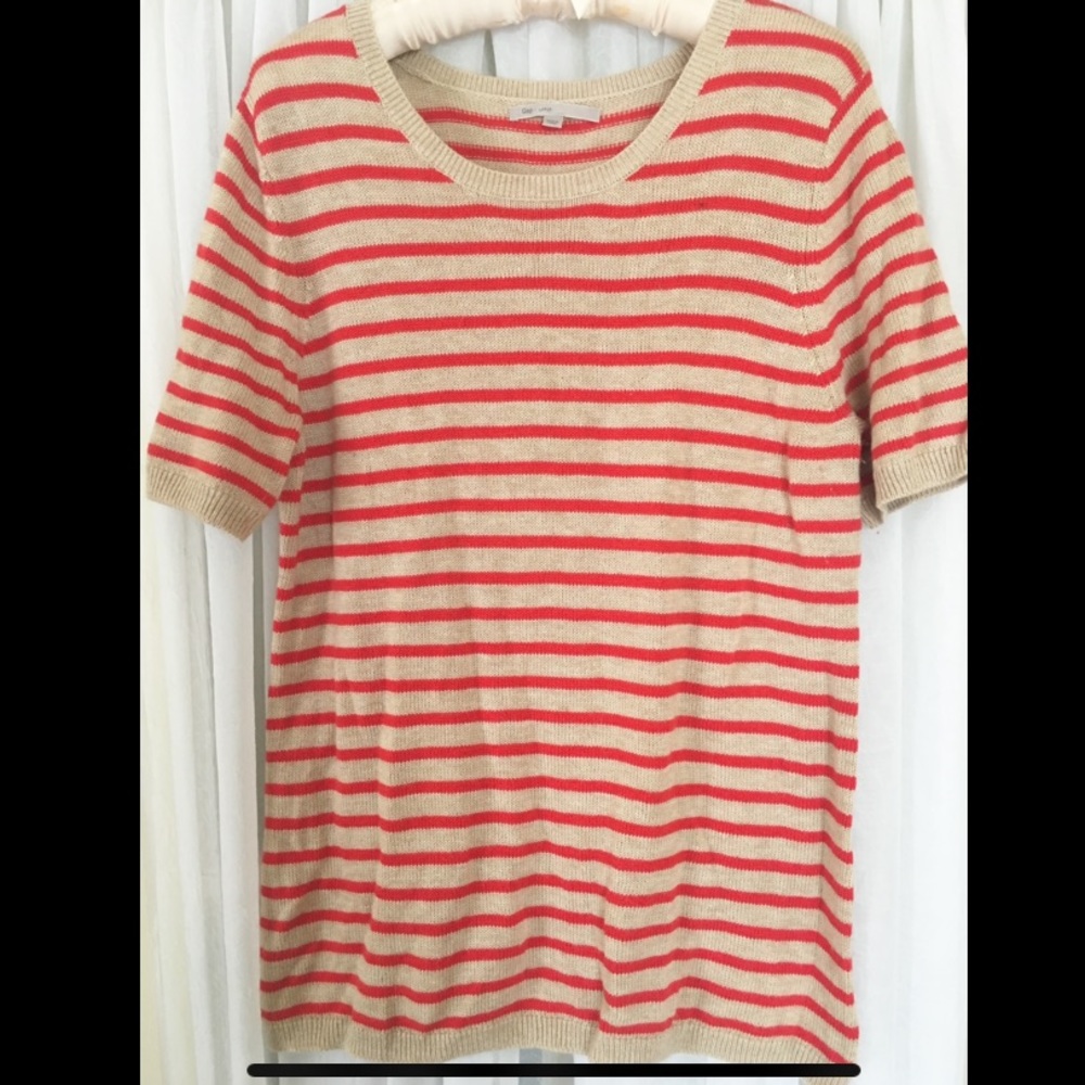 Wool blend heather and red striped shirt